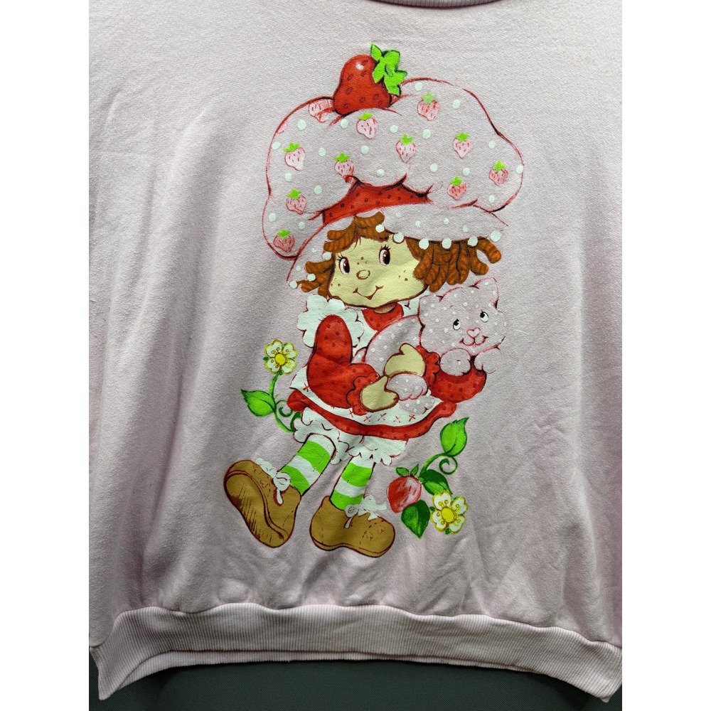 Strawberry Shortcake Sweatshirt Womens Pink Graphic Retro Pullover Large - Picture 3 of 7